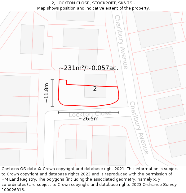 2, LOCKTON CLOSE, STOCKPORT, SK5 7SU: Plot and title map