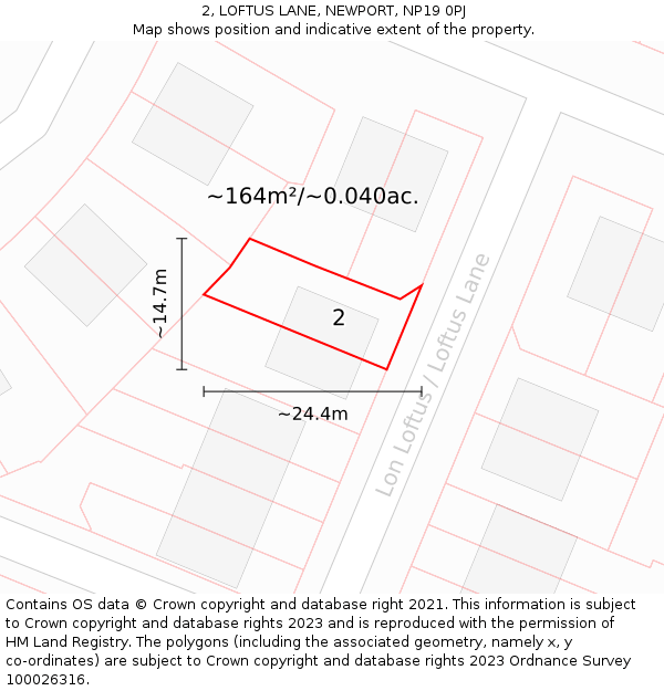 2, LOFTUS LANE, NEWPORT, NP19 0PJ: Plot and title map
