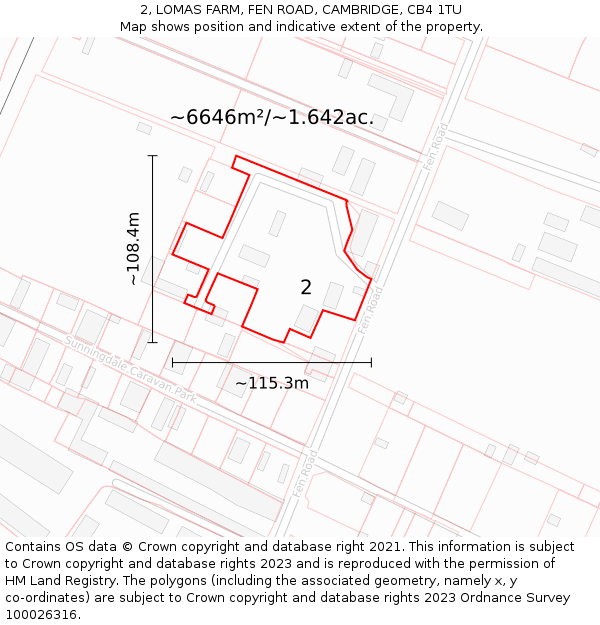 2, LOMAS FARM, FEN ROAD, CAMBRIDGE, CB4 1TU: Plot and title map