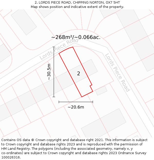 2, LORDS PIECE ROAD, CHIPPING NORTON, OX7 5HT: Plot and title map