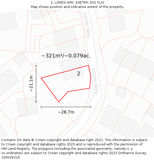 2, LORDS WAY, EXETER, EX2 5UG: Plot and title map