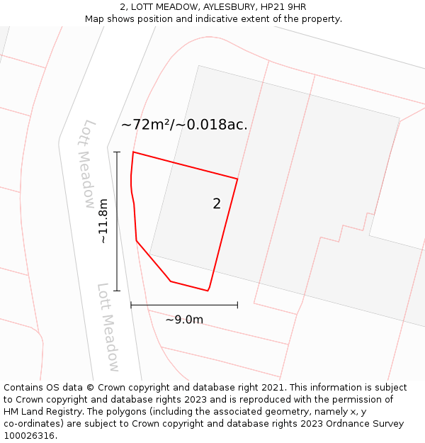 2, LOTT MEADOW, AYLESBURY, HP21 9HR: Plot and title map