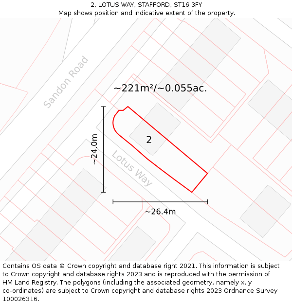 2, LOTUS WAY, STAFFORD, ST16 3FY: Plot and title map