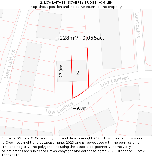 2, LOW LAITHES, SOWERBY BRIDGE, HX6 1EN: Plot and title map