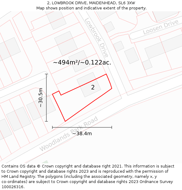 2, LOWBROOK DRIVE, MAIDENHEAD, SL6 3XW: Plot and title map