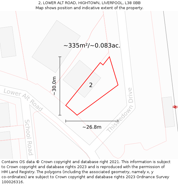 2, LOWER ALT ROAD, HIGHTOWN, LIVERPOOL, L38 0BB: Plot and title map