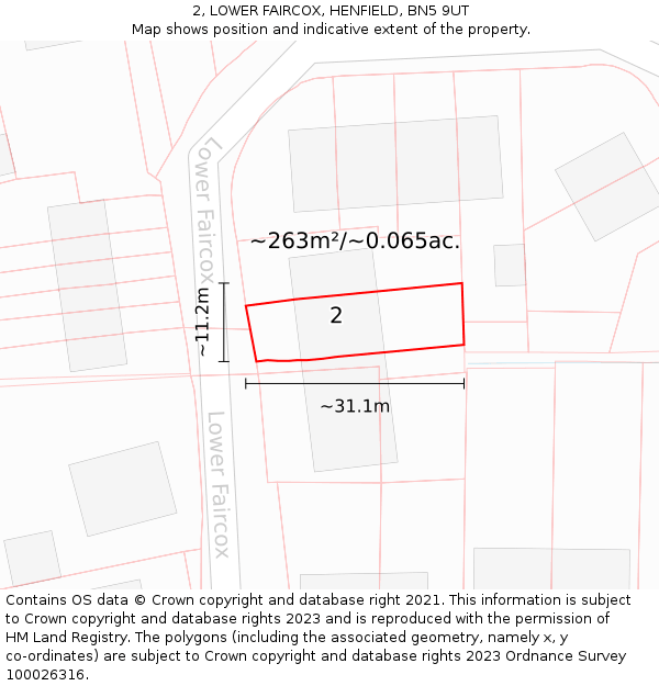 2, LOWER FAIRCOX, HENFIELD, BN5 9UT: Plot and title map