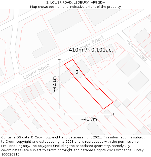 2, LOWER ROAD, LEDBURY, HR8 2DH: Plot and title map