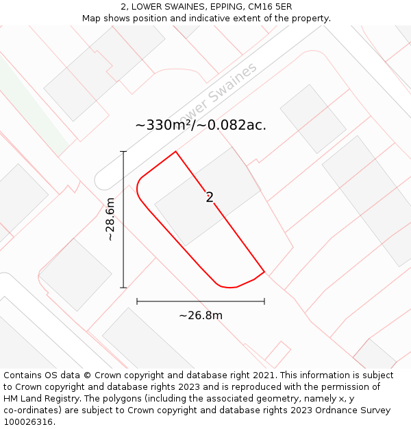 2, LOWER SWAINES, EPPING, CM16 5ER: Plot and title map