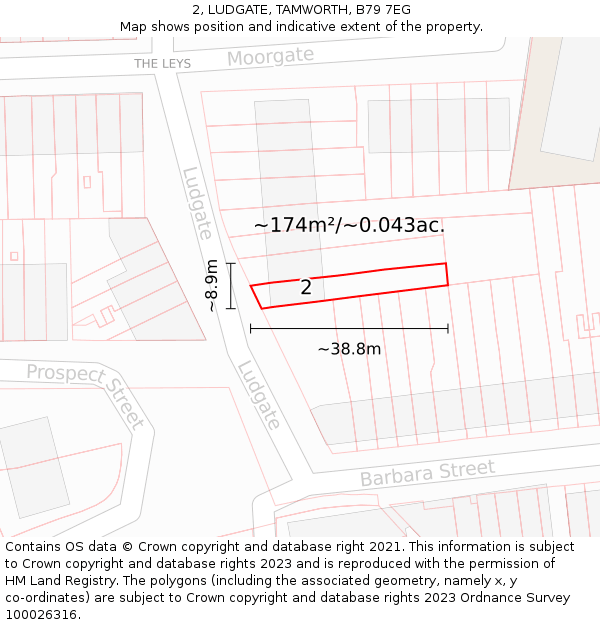 2, LUDGATE, TAMWORTH, B79 7EG: Plot and title map