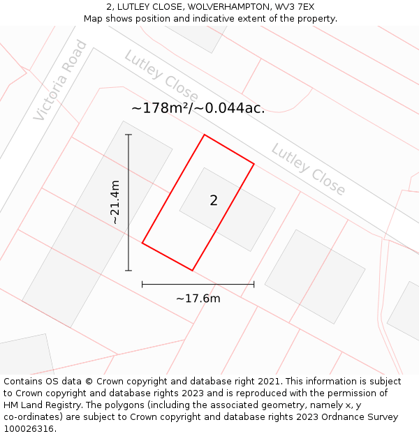 2, LUTLEY CLOSE, WOLVERHAMPTON, WV3 7EX: Plot and title map
