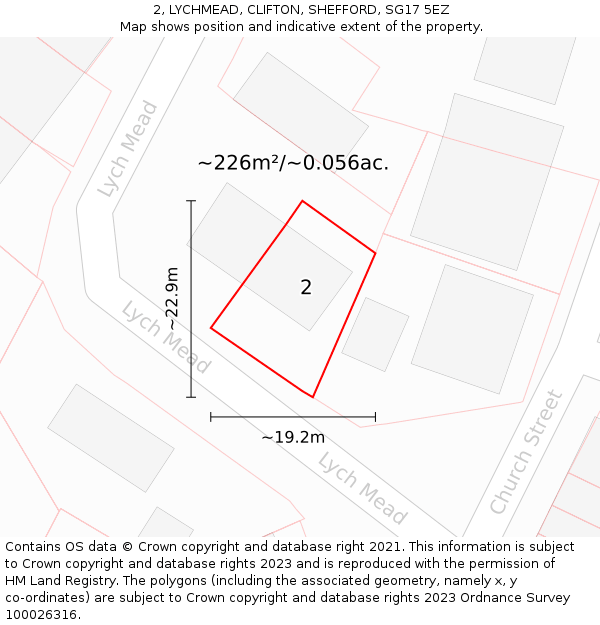 2, LYCHMEAD, CLIFTON, SHEFFORD, SG17 5EZ: Plot and title map