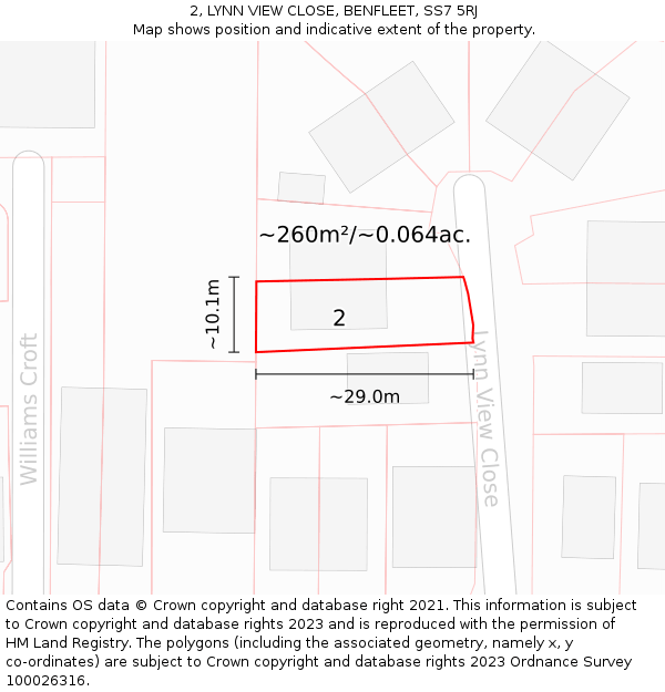 2, LYNN VIEW CLOSE, BENFLEET, SS7 5RJ: Plot and title map
