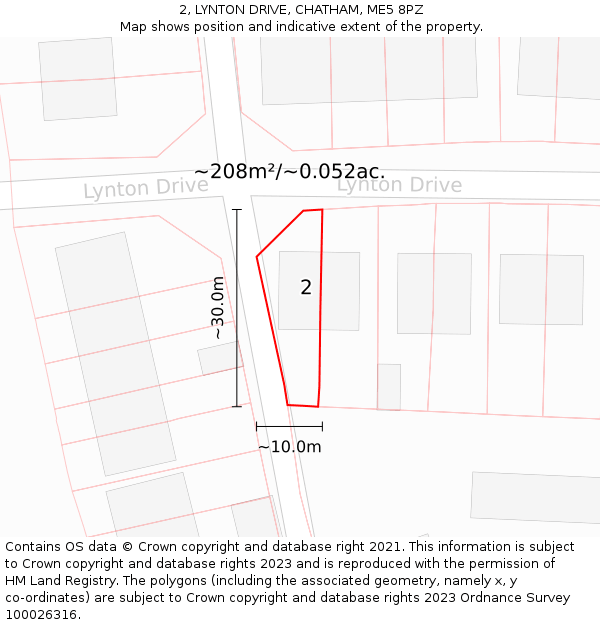 2, LYNTON DRIVE, CHATHAM, ME5 8PZ: Plot and title map