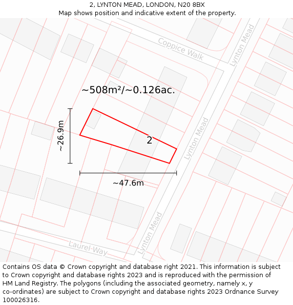 2, LYNTON MEAD, LONDON, N20 8BX: Plot and title map