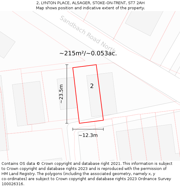 2, LYNTON PLACE, ALSAGER, STOKE-ON-TRENT, ST7 2AH: Plot and title map