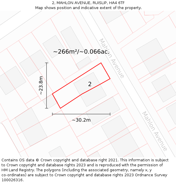 2, MAHLON AVENUE, RUISLIP, HA4 6TF: Plot and title map