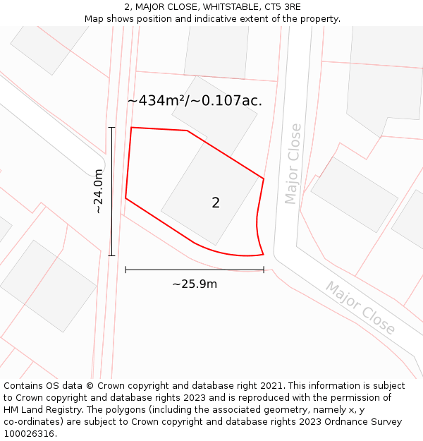 2, MAJOR CLOSE, WHITSTABLE, CT5 3RE: Plot and title map