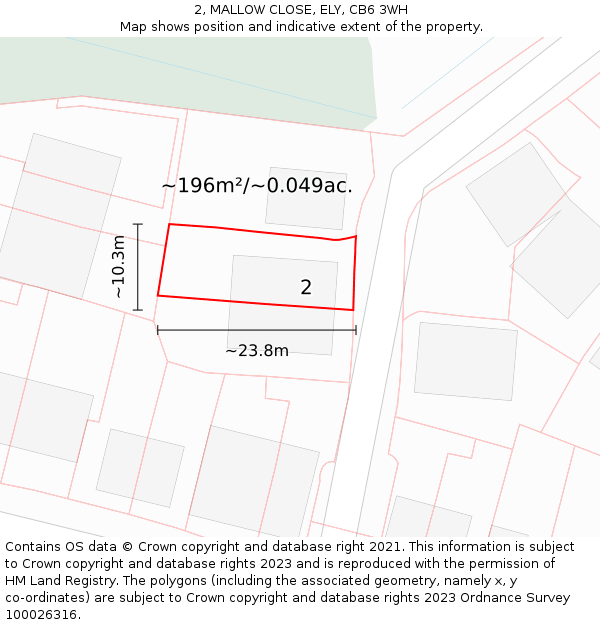2, MALLOW CLOSE, ELY, CB6 3WH: Plot and title map
