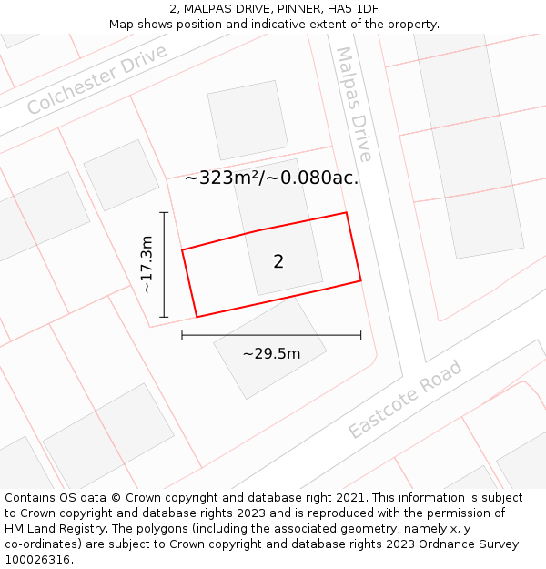 2, MALPAS DRIVE, PINNER, HA5 1DF: Plot and title map