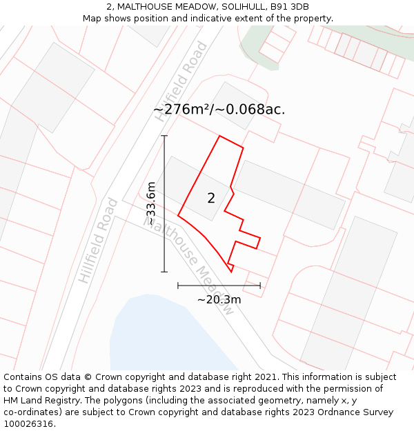 2, MALTHOUSE MEADOW, SOLIHULL, B91 3DB: Plot and title map