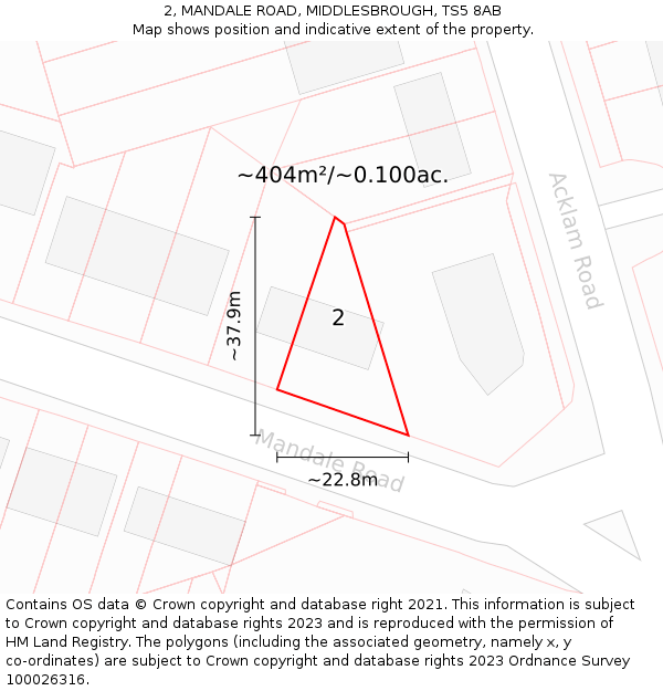 2, MANDALE ROAD, MIDDLESBROUGH, TS5 8AB: Plot and title map