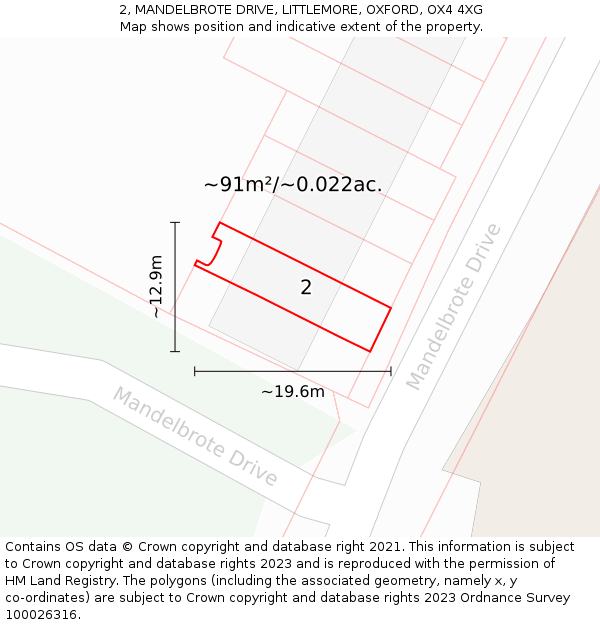 2, MANDELBROTE DRIVE, LITTLEMORE, OXFORD, OX4 4XG: Plot and title map
