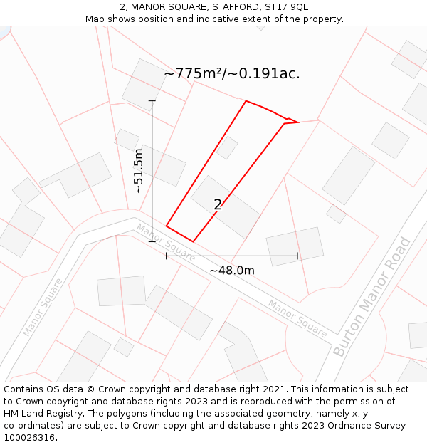 2, MANOR SQUARE, STAFFORD, ST17 9QL: Plot and title map