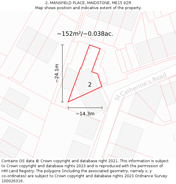 2, MANSFIELD PLACE, MAIDSTONE, ME15 9ZR: Plot and title map