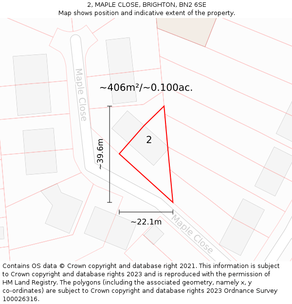 2, MAPLE CLOSE, BRIGHTON, BN2 6SE: Plot and title map