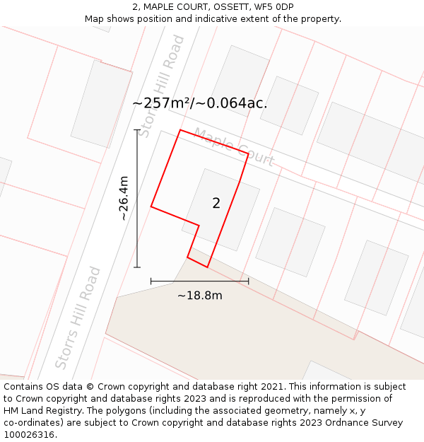 2, MAPLE COURT, OSSETT, WF5 0DP: Plot and title map