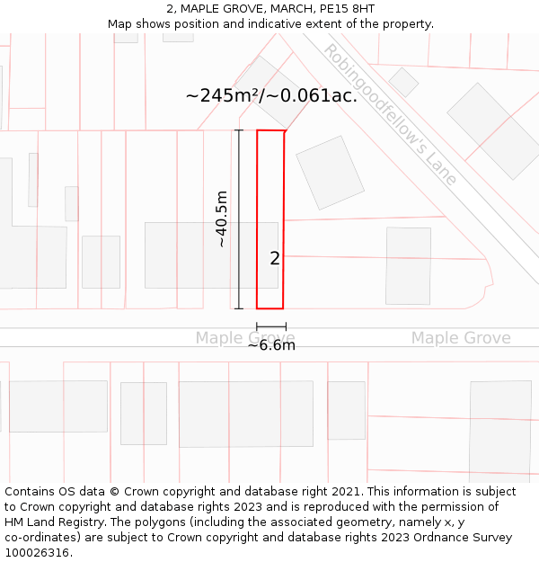 2, MAPLE GROVE, MARCH, PE15 8HT: Plot and title map