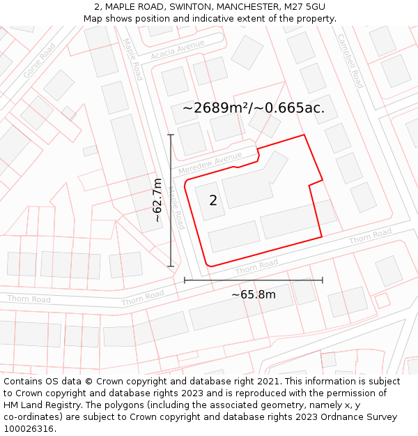 2, MAPLE ROAD, SWINTON, MANCHESTER, M27 5GU: Plot and title map