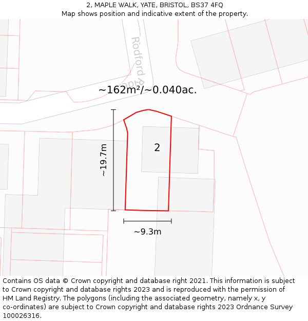 2, MAPLE WALK, YATE, BRISTOL, BS37 4FQ: Plot and title map