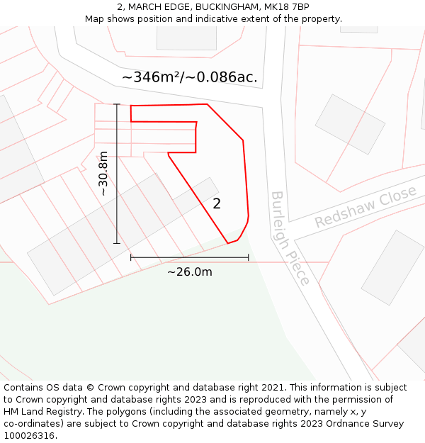 2, MARCH EDGE, BUCKINGHAM, MK18 7BP: Plot and title map