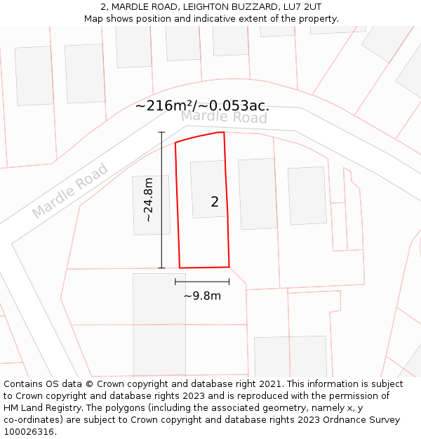 2, MARDLE ROAD, LEIGHTON BUZZARD, LU7 2UT: Plot and title map