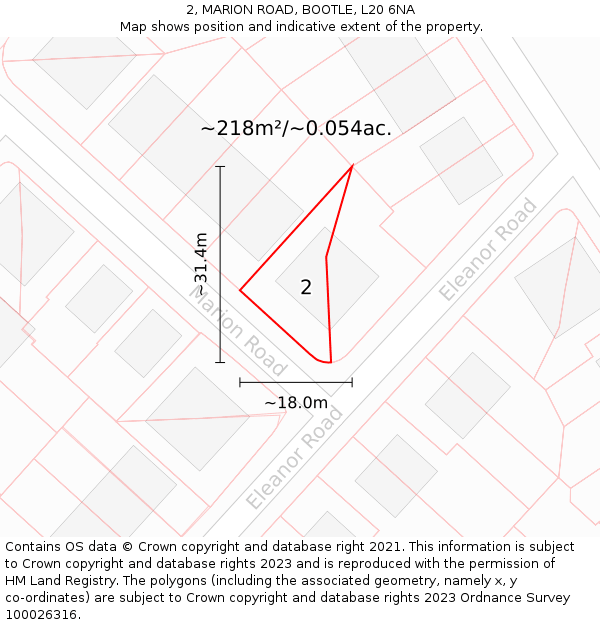 2, MARION ROAD, BOOTLE, L20 6NA: Plot and title map