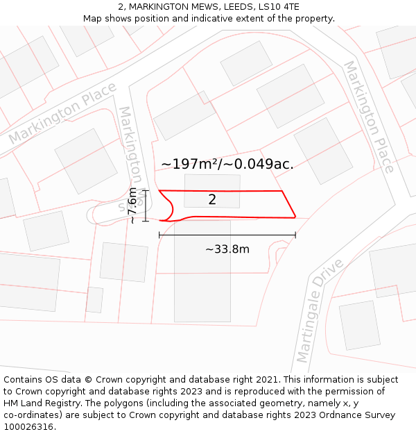 2, MARKINGTON MEWS, LEEDS, LS10 4TE: Plot and title map