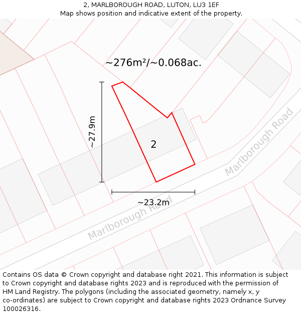 2, MARLBOROUGH ROAD, LUTON, LU3 1EF: Plot and title map