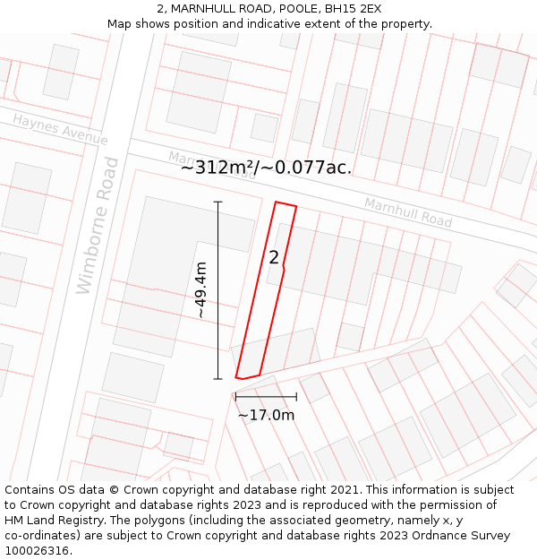 2, MARNHULL ROAD, POOLE, BH15 2EX: Plot and title map