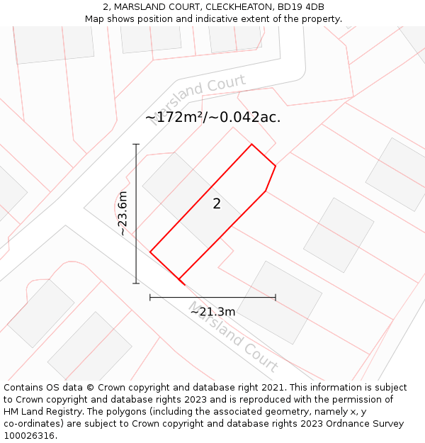 2, MARSLAND COURT, CLECKHEATON, BD19 4DB: Plot and title map