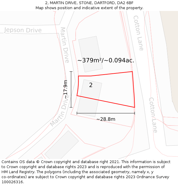 2, MARTIN DRIVE, STONE, DARTFORD, DA2 6BF: Plot and title map