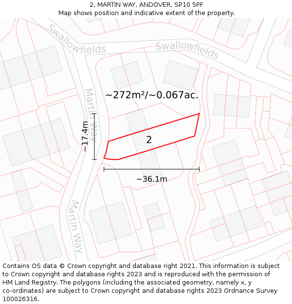 2, MARTIN WAY, ANDOVER, SP10 5PF: Plot and title map