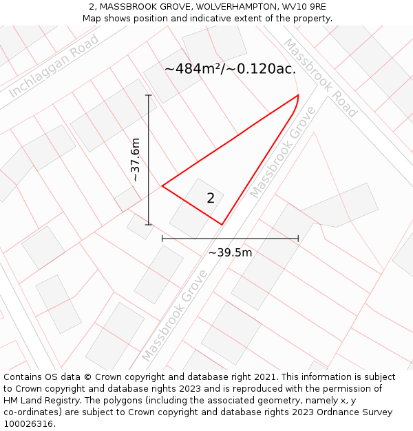 2, MASSBROOK GROVE, WOLVERHAMPTON, WV10 9RE: Plot and title map