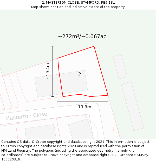 2, MASTERTON CLOSE, STAMFORD, PE9 1SL: Plot and title map