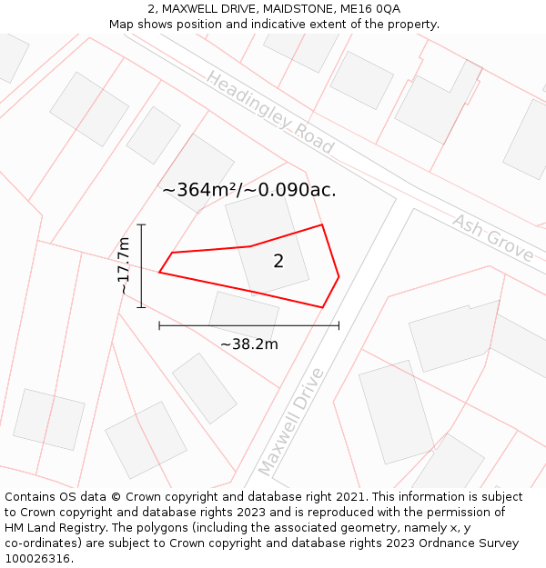 2, MAXWELL DRIVE, MAIDSTONE, ME16 0QA: Plot and title map