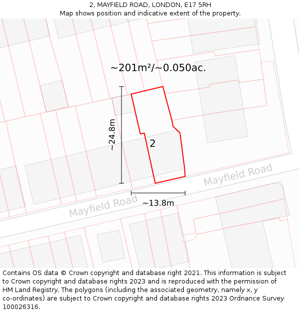 2, MAYFIELD ROAD, LONDON, E17 5RH: Plot and title map