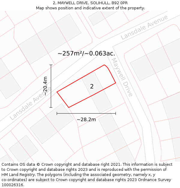2, MAYWELL DRIVE, SOLIHULL, B92 0PR: Plot and title map