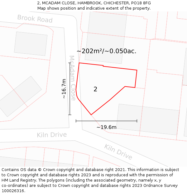 2, MCADAM CLOSE, HAMBROOK, CHICHESTER, PO18 8FG: Plot and title map