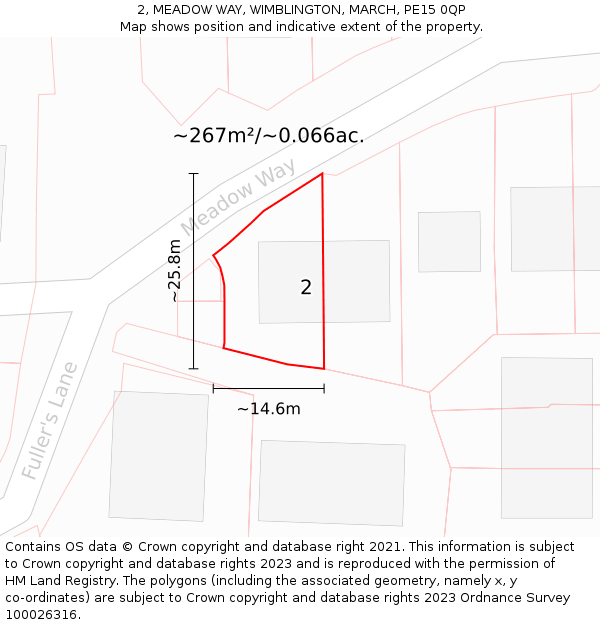 2, MEADOW WAY, WIMBLINGTON, MARCH, PE15 0QP: Plot and title map